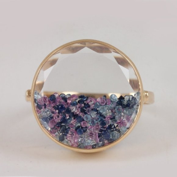 Oval Aquamarine ring vintage natural sapphire ring solid 14k  14k natural diamond, sapphire, aquamarine shaker